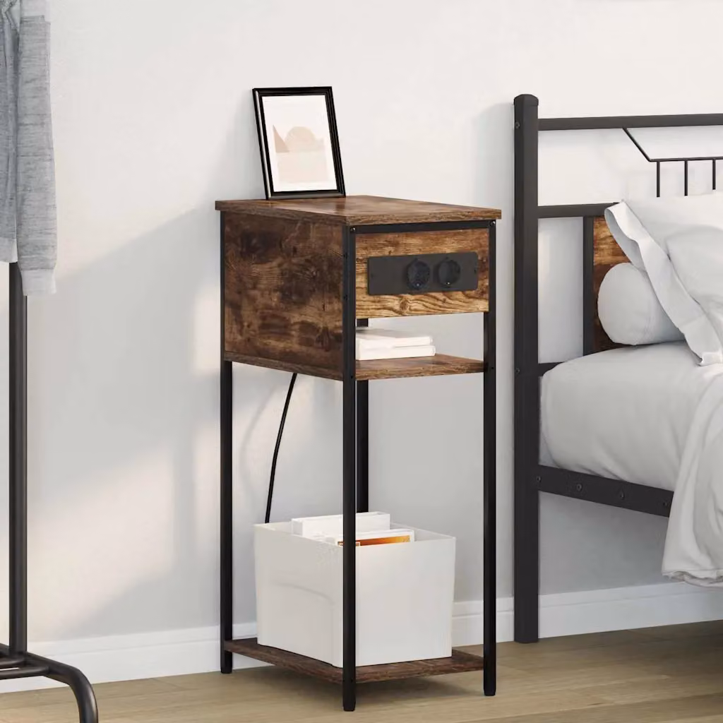Armadio da Notte vidaXL in Rovere Fumé Marrone L: 41 cm, P: 28 cm, H: 76 cm