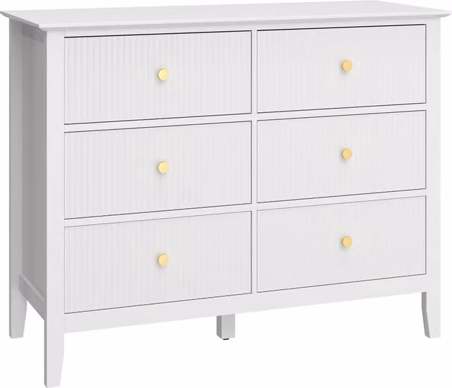 Cassettiera Sideboard HOMCOM con 6 Cassetti, Mobile Contenitore Moderno per Soggiorno, Camera da Letto e Corridoio, L: 100 cm, P: 40 cm, H: 78 cm, Bianco