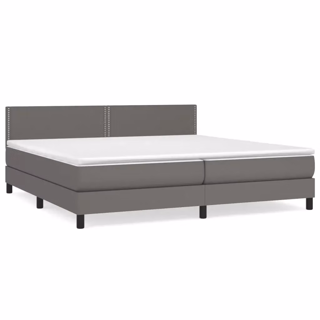Letto a molle con materasso ibrido vidaXL in similpelle grigio e bianco L/P/H: 200 x 200 x 88 cm – 2