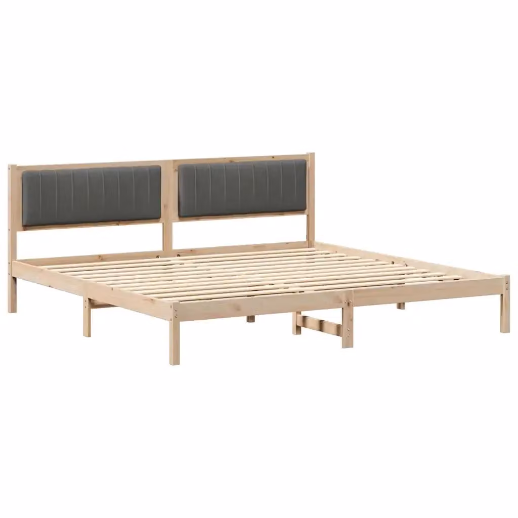 Struttura letto minimalista vidaXL in pino massello grigio 200 x 200 cm – 2
