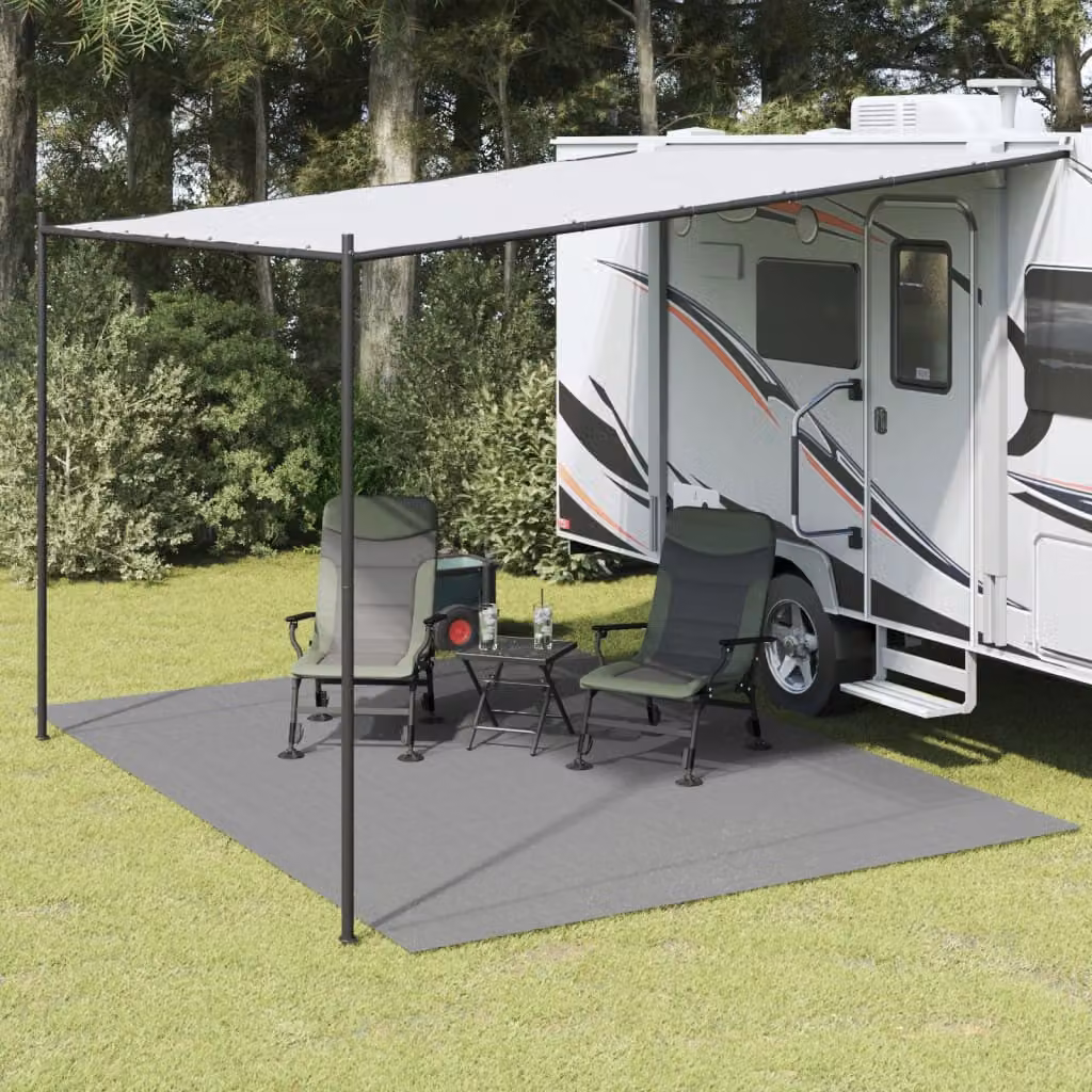vidaXL Tappeto da tenda antracite in poliestere, resistente ai raggi UV e antiscivolo, L: 400 cm x P: 300 cm
