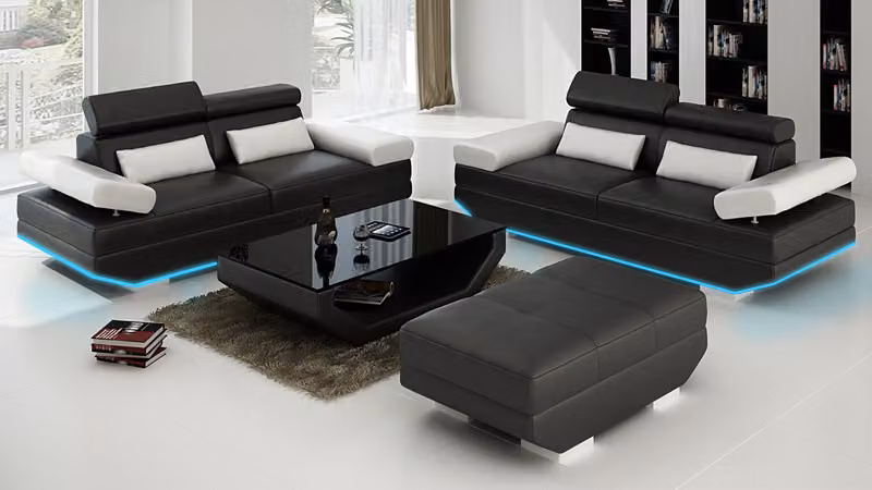 Ledersofa Sofa Couch Wohnlandschaft 3+3 Garnitur Design Modern Sofa K5009E