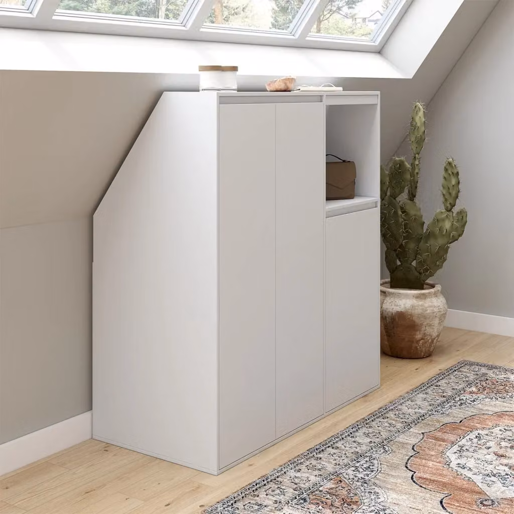 IDMarket Set di armadi TOMI bianco sottopensile con 2 ante, 1 anta e 1 nicchia in MDF opaco – 2