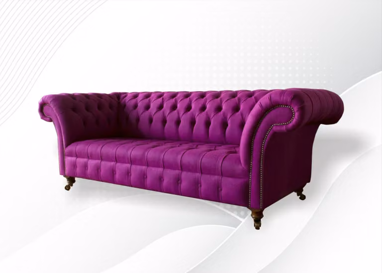 Chesterfield 3Sitzer Lila Stoff Design Couchen Polster Sofas Kreative Sofa