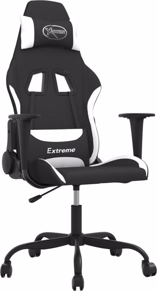 Sedia da Gaming Nero e Bianco in Tessuto