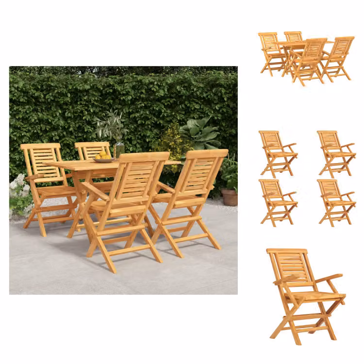 vidaXL Set da pranzo da giardino 5 pezzi in teak massiccio - Set di mobili da giardino