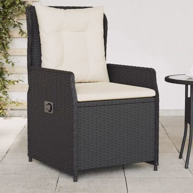 Set di 2 sedie da giardino reclinabili vidaXL in polyrattan nero con braccioli e design moderno