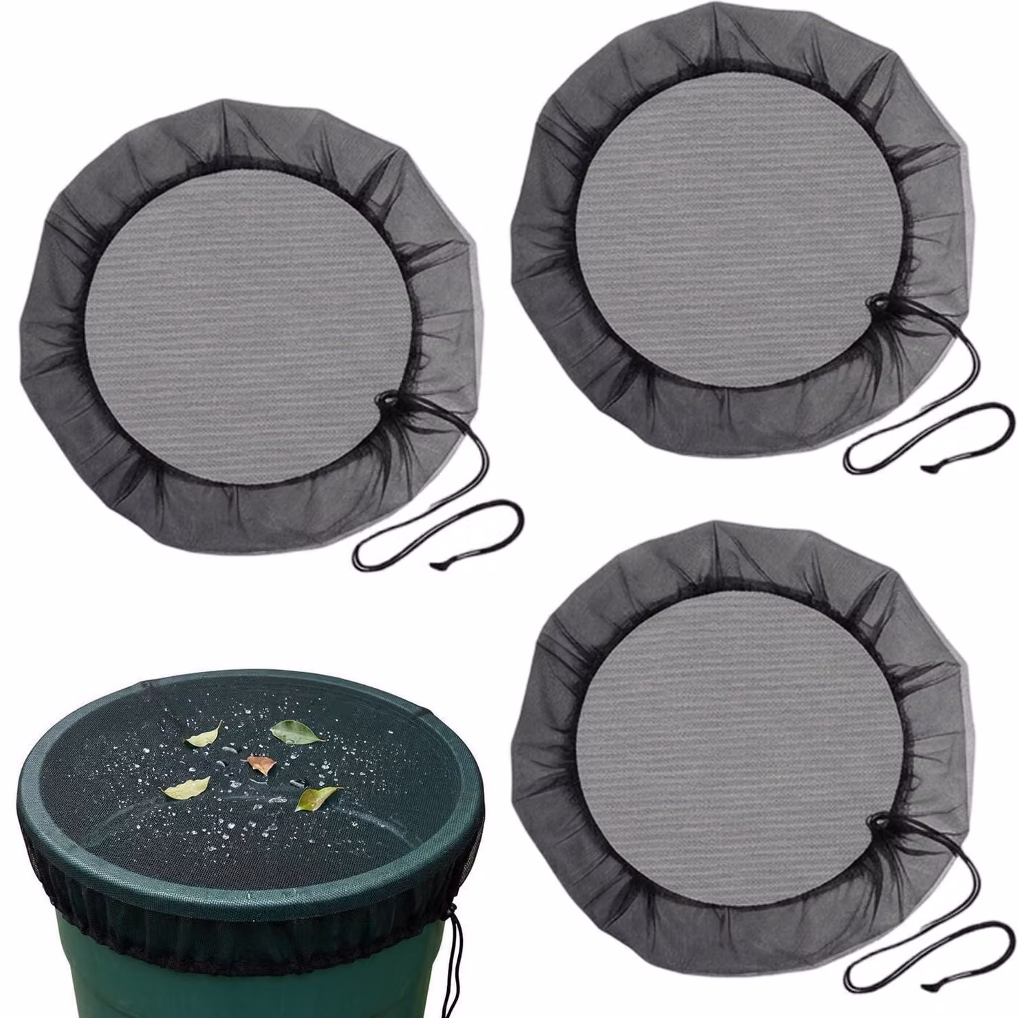 Set di 3 bidoni per la raccolta dell'acqua piovana, rete da 95 cm, regolabile