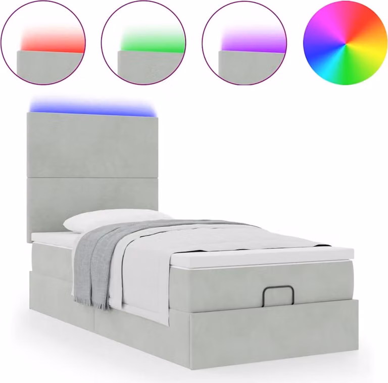 Struttura Letto Pouf con Materassi 90x200 cm in Velluto