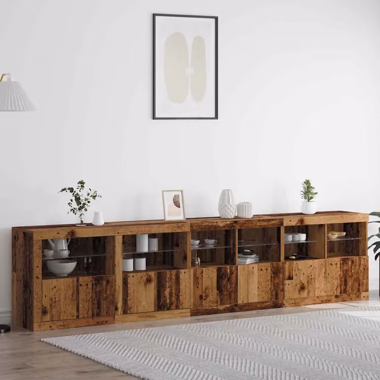 Madia moderna vidaXL in legno vecchio marrone con illuminazione LED L: 283 cm, P: 37 cm, H: 67 cm