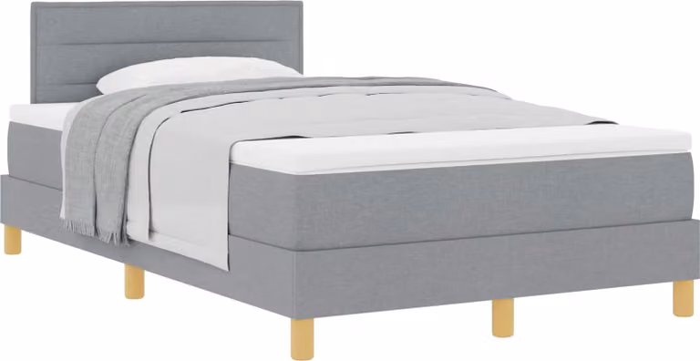 Letto boxspring con cuscini vidaXL, grigio chiaro, 120 x 190 cm, tessuto