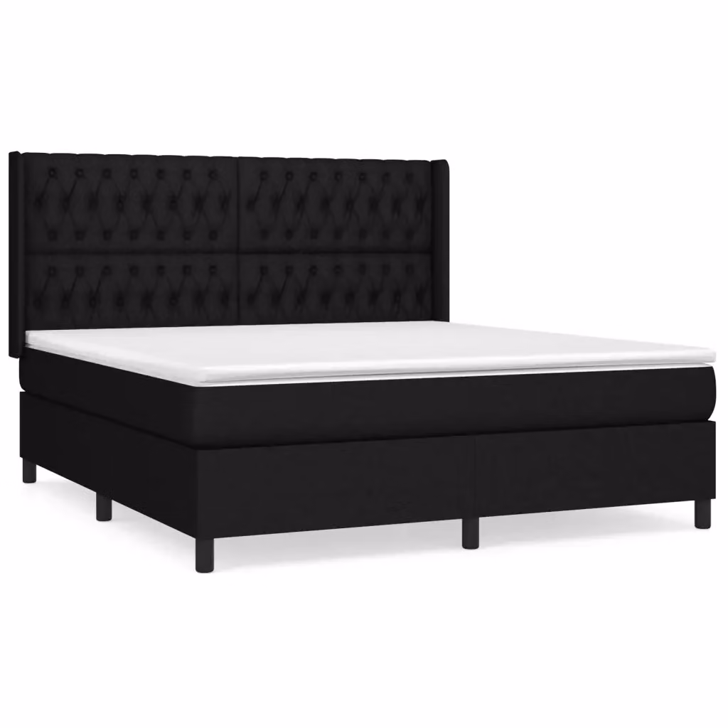 Letto Ibrido vidaXL con Giroletto a Molle e Materasso in Tessuto Nero e Bianco L/P: 180 x 200 cm – 2