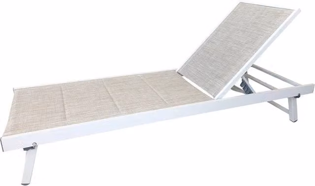Lettino prendisole da giardino reclinabile Tenerife Giordanoshop in alluminio e textilene bianco e melange L 188 x P 63,5 x H 73/30,5 cm – 1