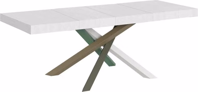 Tavolo allungabile Volta Premium Bs Com Bianco Frassino con telaio a X L/P/H: 180 x 90 x 77 cm (estendibile fino a 284 cm)