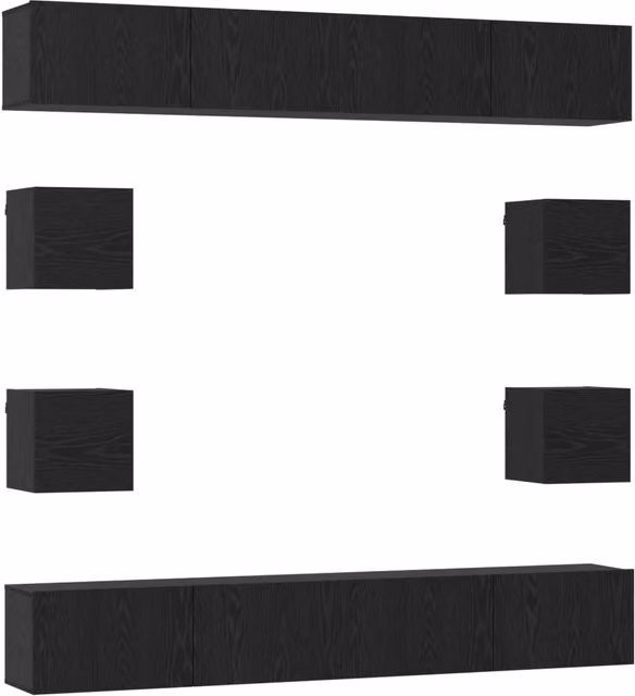 Set mobile TV 8 pz | Armadietto TV | Mobile Porta TV 100 x 30 x 30 cm Rovere Nero
