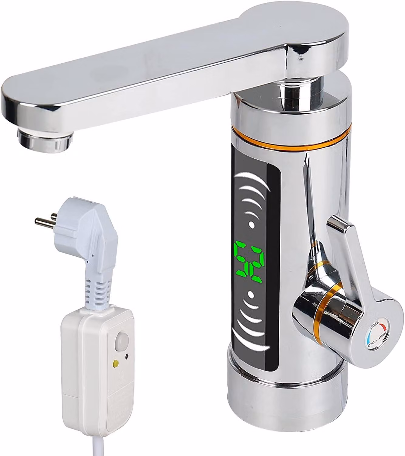 Scaldabagno istantaneo, potenza 3000W, beccuccio girevole a 360°, display LED
