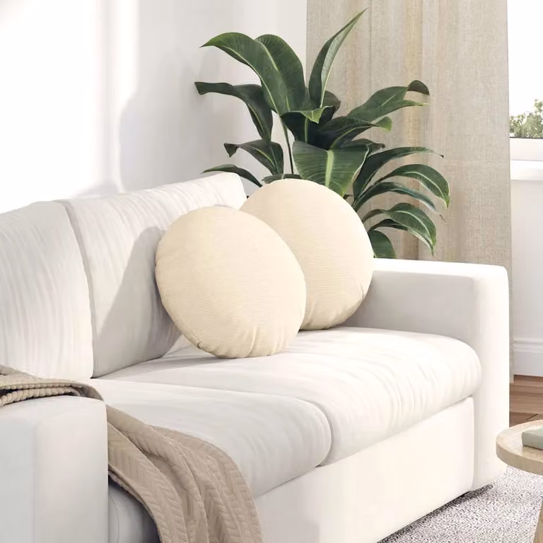 Set di 2 cuscini per seduta rotondi vidaXL in tessuto a coste beige, Ø 40 cm