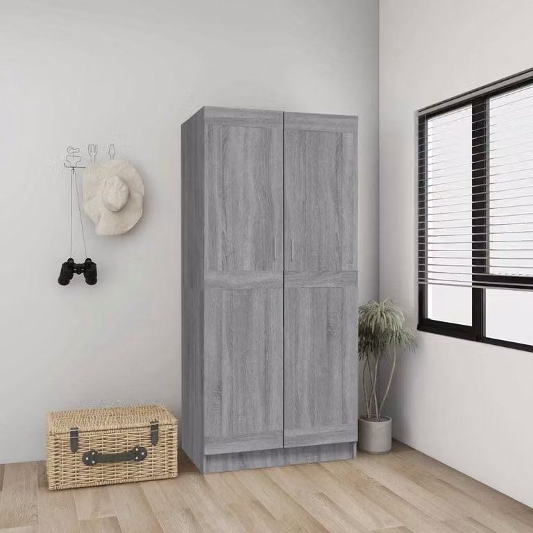 The Living Store Armadio Grigio Sonoma 82,5x51,5x180 cm Materiale a base di legno