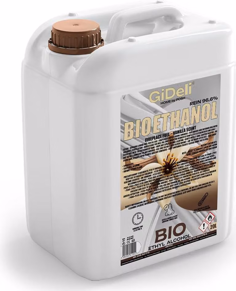Bioetanolo profumato alla vaniglia 96,6% 20L per caminetti Universale Senza fumo Senza fuliggine GiDeli
