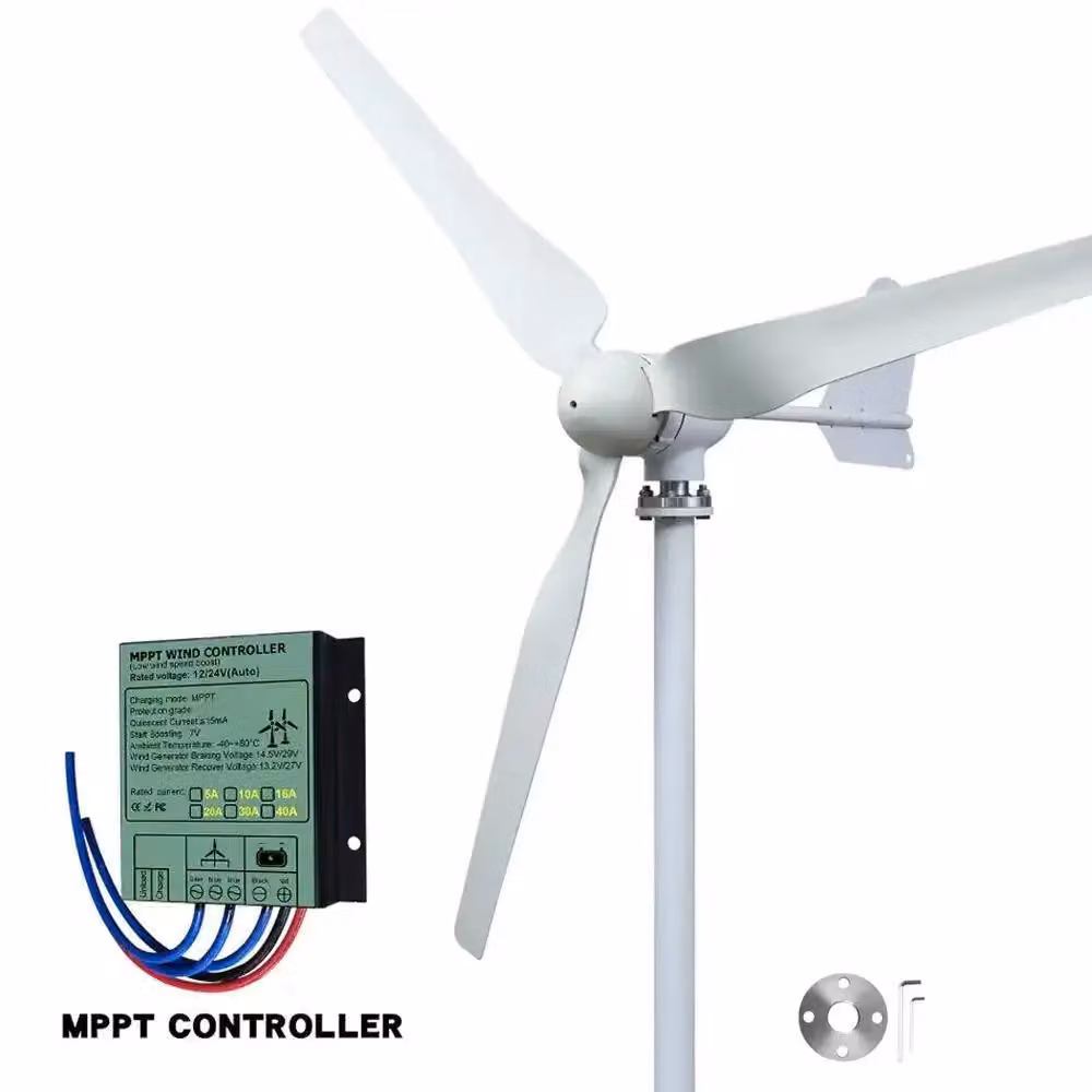 Generatore eolico - Kit - 5000W 24V - Con regolatore di carica MPPT - Basso livello di rumorosità - Ideale per impianti off-grid - Sistema ibrido eolico-solare