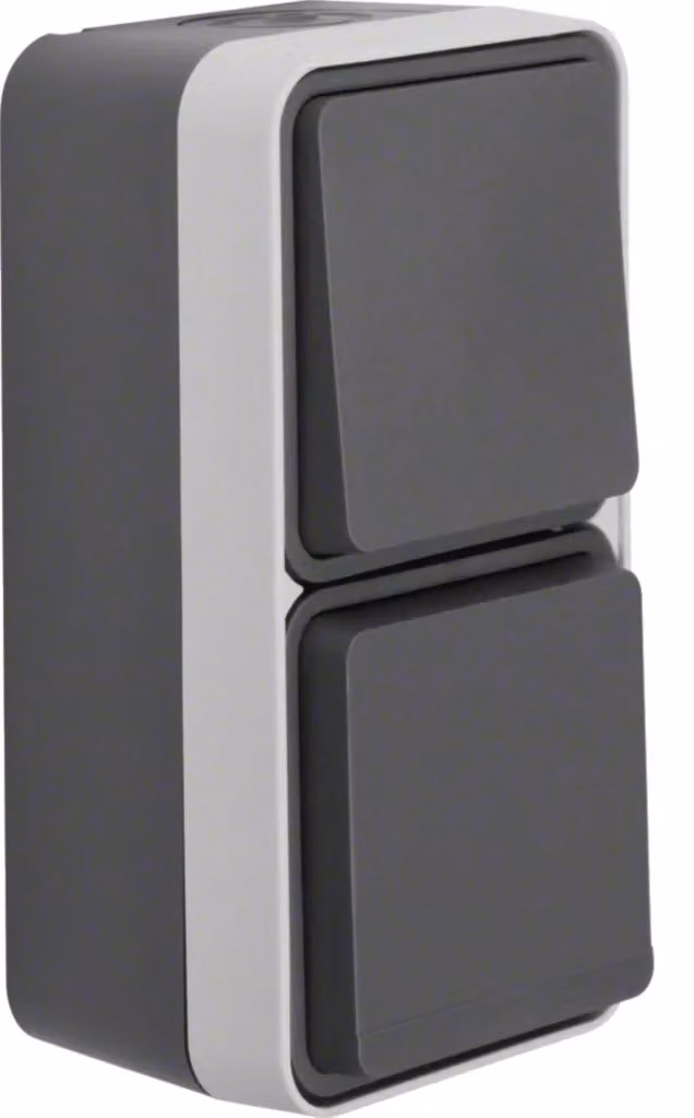 Hager Combinato Schuko/alternata WNC080 con coperchio ribaltabile AP verticale W.1 IP55