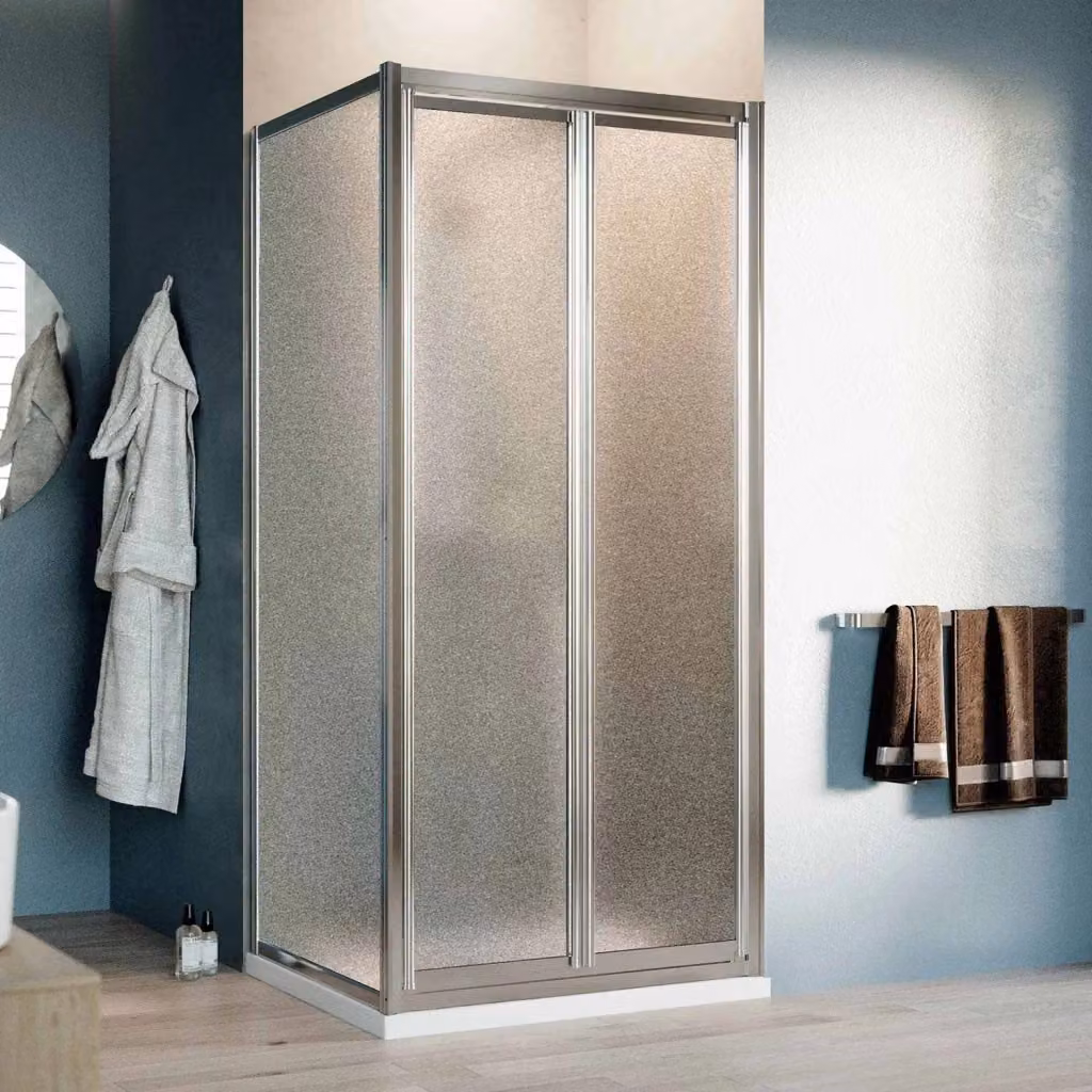 Box Doccia Angolare IDRALITE Modello West in Cristallo Stampato Trasparente con Profilo Argento L: 80 cm, P: 90 cm, H: 198 cm – 2