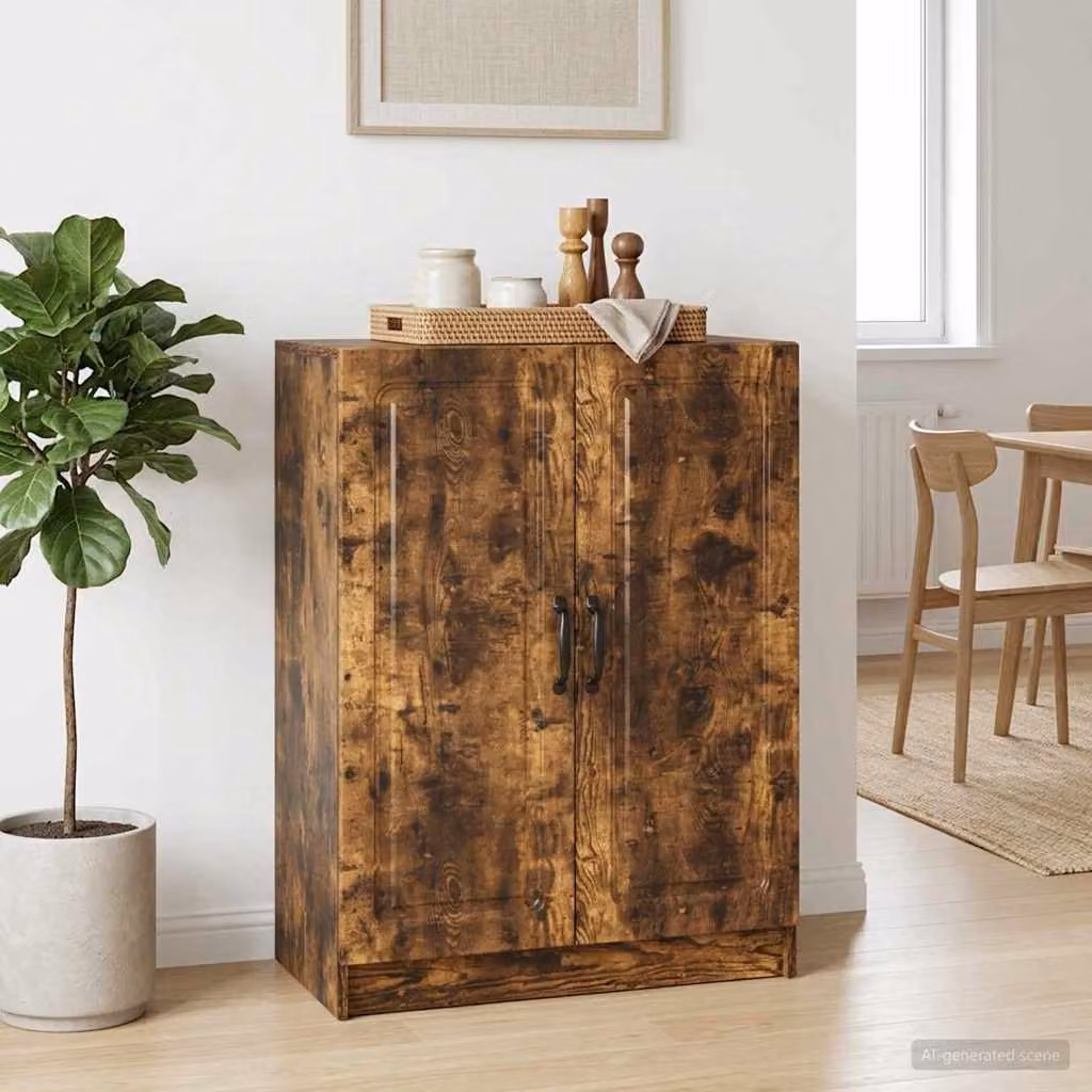 Credenza moderna vidaXL in legno ingegnerizzato color rovere fumo, L 66 cm x P 34,5 cm x H 87 cm