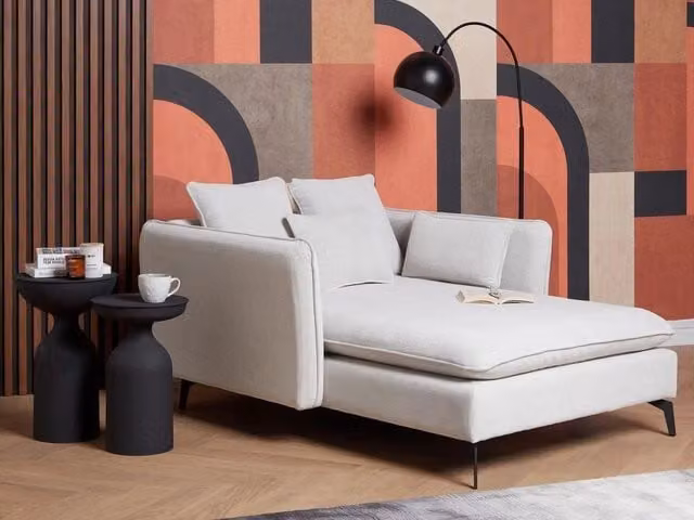 Chaise Lounge BELIANI Beige con Design Moderno e Forma a L per Soggiorno e Camera da Letto, L/P/H: 159 x 124 x 72 cm