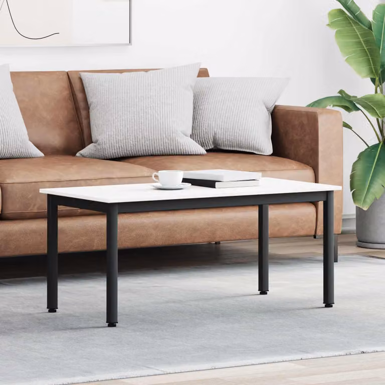 vidaXL Tavolino da salotto moderno in pino massello bianco L 100 x P 50 x H 45 cm