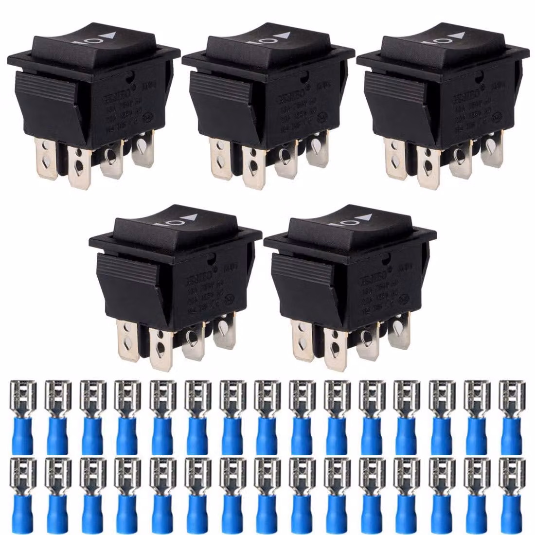 Interruttore a pulsante momentaneo, 5 pezzi, DPDT, 6 pin, 10A, 250V