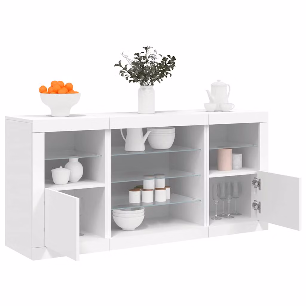 Credenza moderna vidaXL con luci LED bianca L: 142,5 cm, P: 37 cm, H: 67 cm