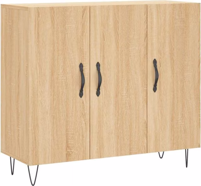 Buffet credenza cassettiera armadio mobile contenitore organizer cucina soggiorno rovere Sonoma 90 x 34 x 80 cm legno ingegnerizzato marrone 02_0031730