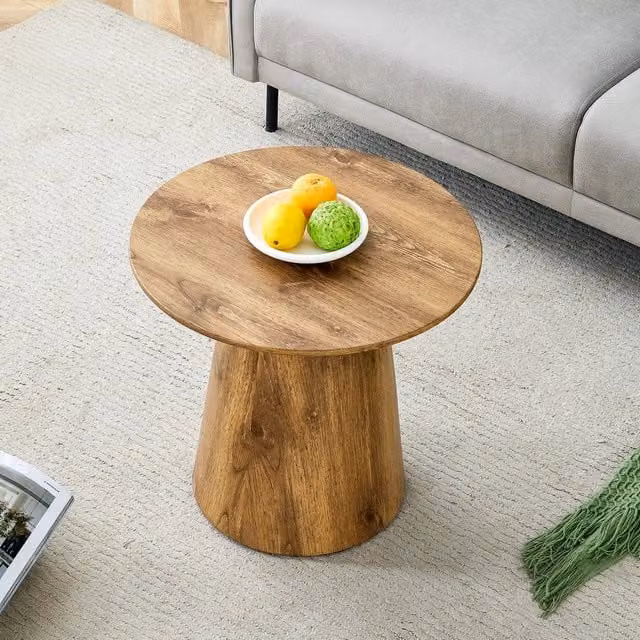 Tavolino da caffè rotondo MINIMAL in MDF effetto legno naturale marrone, Diametro: 50 cm, Altezza: 48 cm