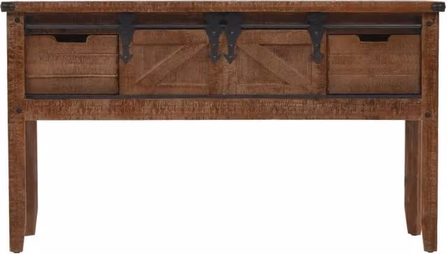 Tavolo Consolle | Tavolo d'Ingresso in Massello di Abete 131x35,5x75cm Marrone