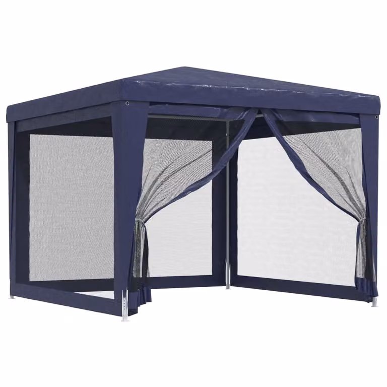 Tenda per Feste con 4 Pareti Laterali in Rete Blu 3x3 m HDPE