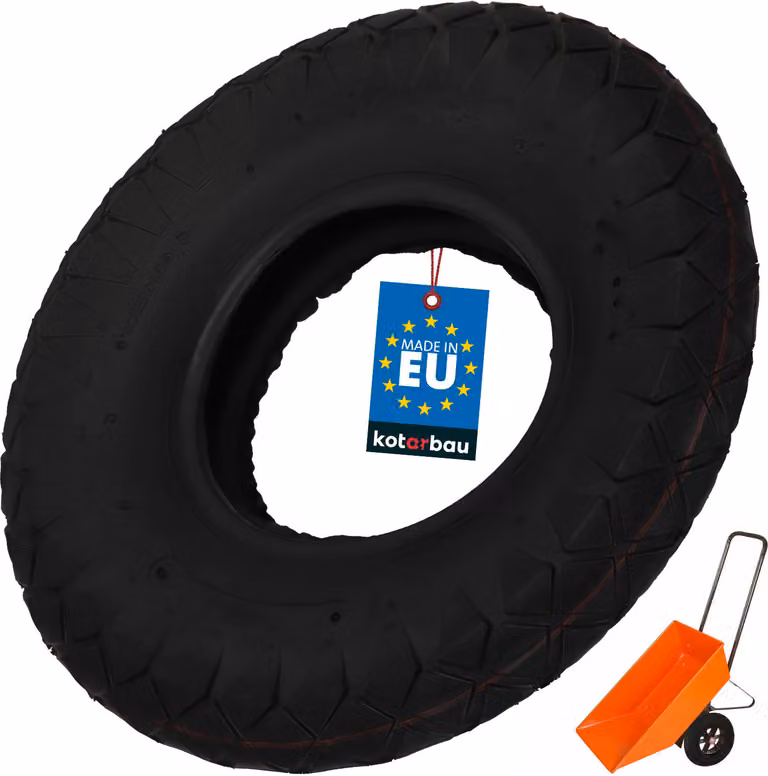 KOTARBAU® Pneumatico Carriola 4 PR Battistrada a Blocchi Gomma ⌀ 44cm Nero Copertone per Ruota Carriola Resistente Facile damontare per Giardino
