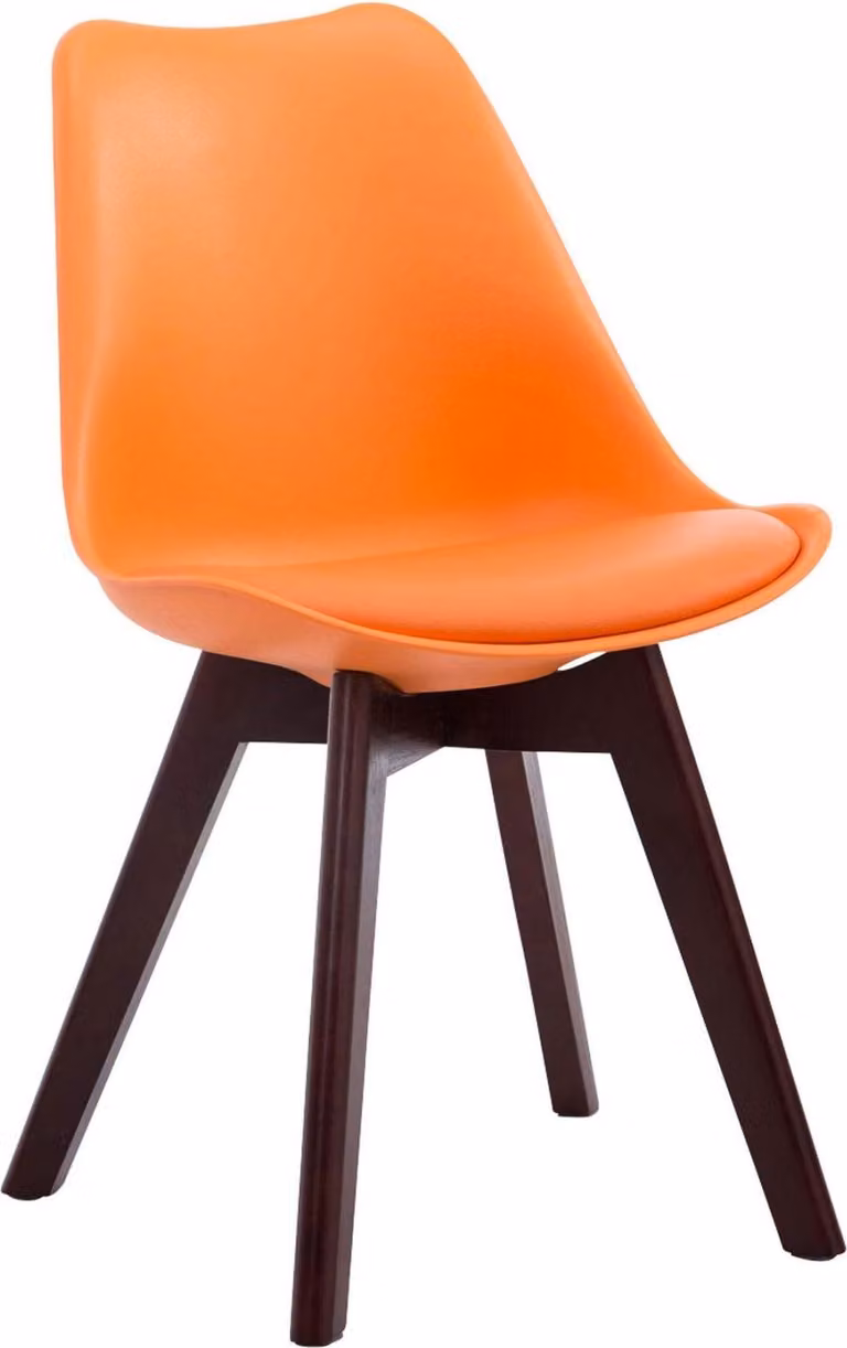 Sedia da pranzo moderna - sedia da pranzo - posizione di seduta confortevole | Colore: arancione | Colore base: noce