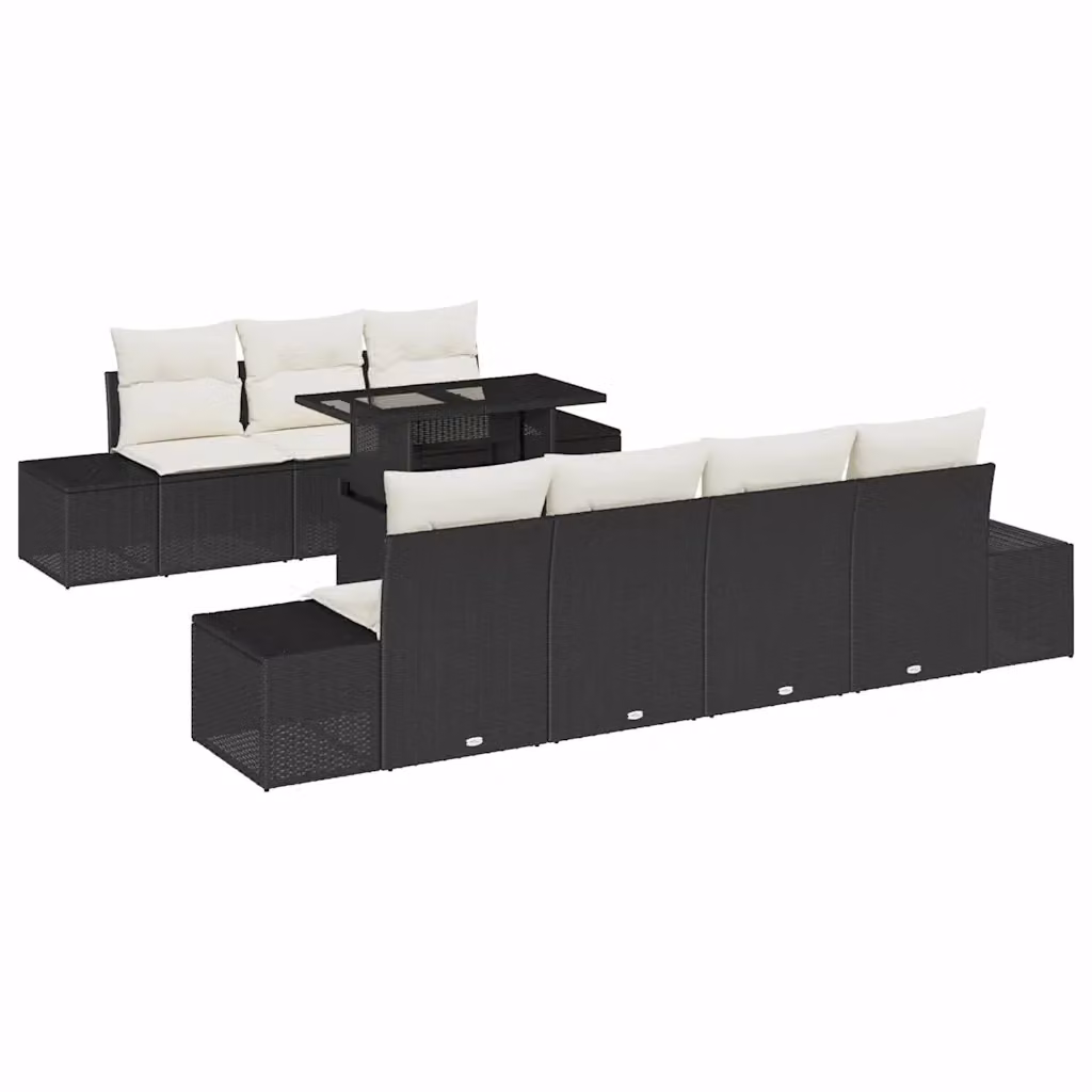 vidaXL Set Divano da Giardino Moderno a Forma di U con 8 Pezzi, Nero e Beige – 2