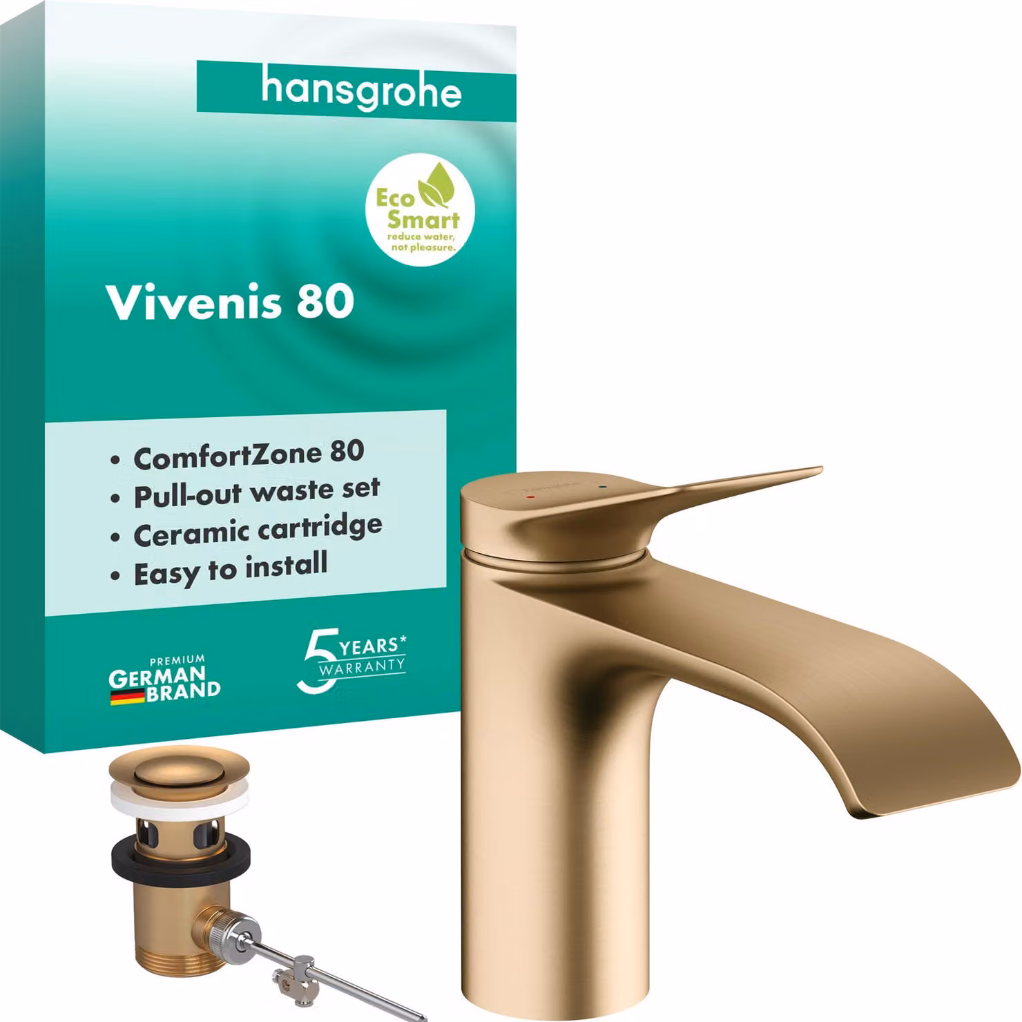 Miscelatore per lavabo con tappo a scomparsa, finitura bronzo spazzolato, portata massima di 5 litri al minuto