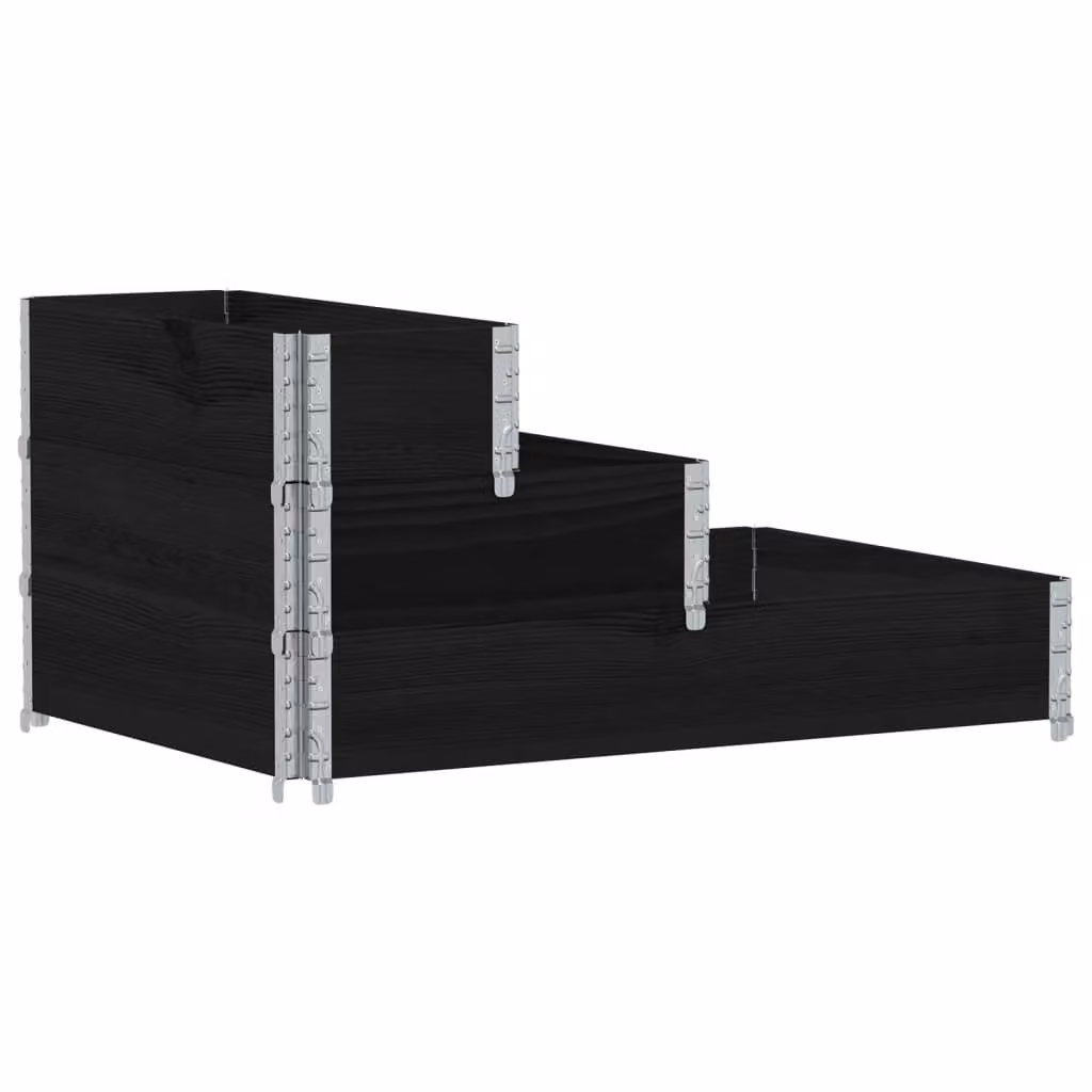 Fioriera Rialzata a 3 Livelli Nera 120x80 cm Legno di Pino