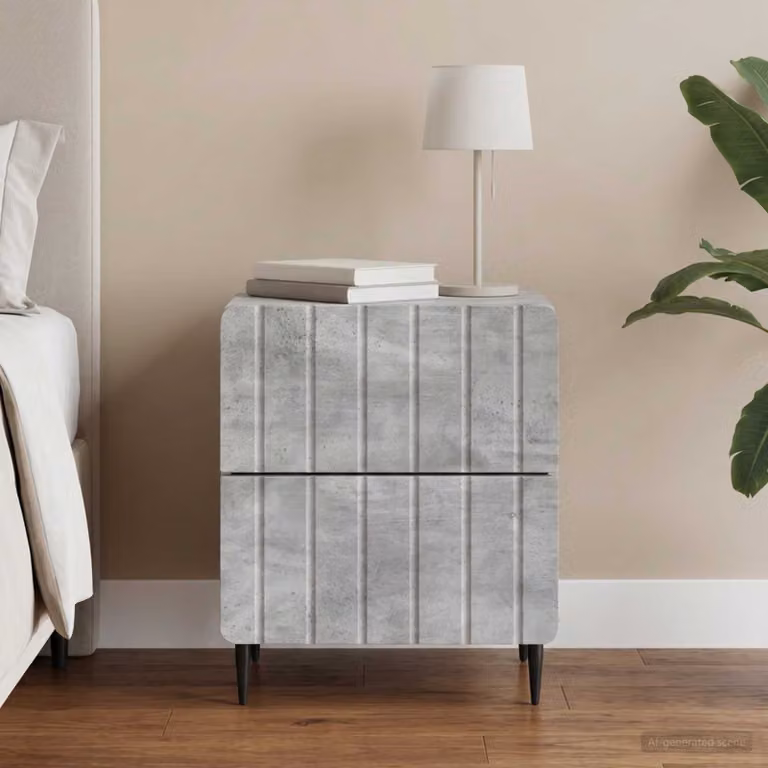Armadio da notte moderno vidaXL in MDF e metallo, Grigio, L 43 cm x P 34,5 cm x H 49,5 cm