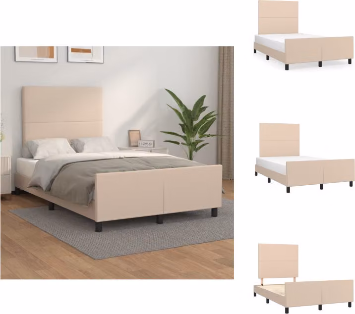 vidaXL Struttura letto con testiera cappuccino-marrone 120x200 cm in Pelle finta - Letti e strutture letto