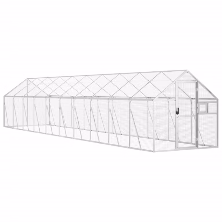 Voliera Argento 1,79x10x1,85 m in Alluminio
