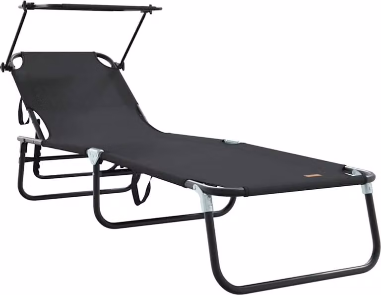 Lettino prendisole pieghevole Nero 190 x 57 x 81 cm Oxford