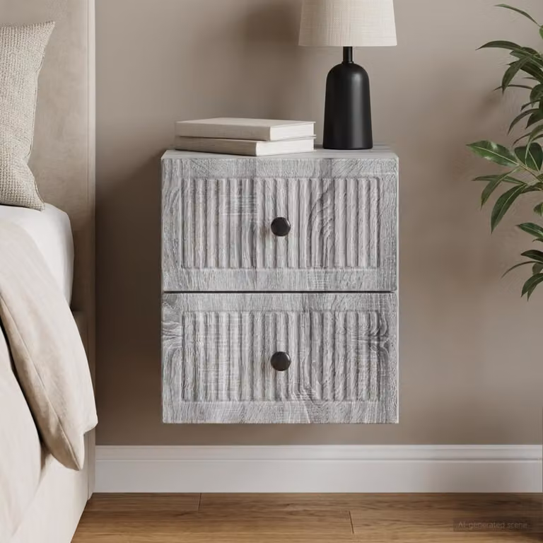 vidaXL Mobiletto da notte sospeso Grigio Sonoma L: 33 cm, P: 34,5 cm, H: 40 cm