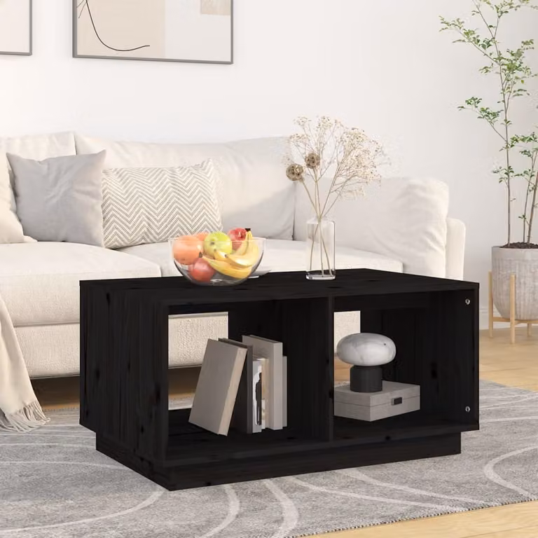Maison Exclusive - Tavolino nero 80x50x40 cm in legno massello di pino