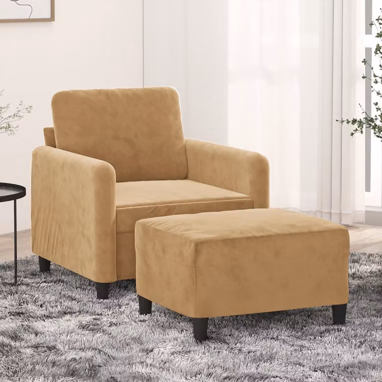 Maison Exclusive - Poltrona con poggiapiedi, marrone, 60 cm, velluto