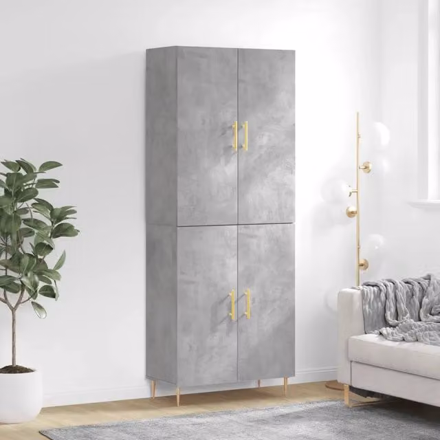 Credenza moderna vidaXL in legno e metallo, colore grigio, L: 69,5 cm, P: 34 cm, H: 180 cm
