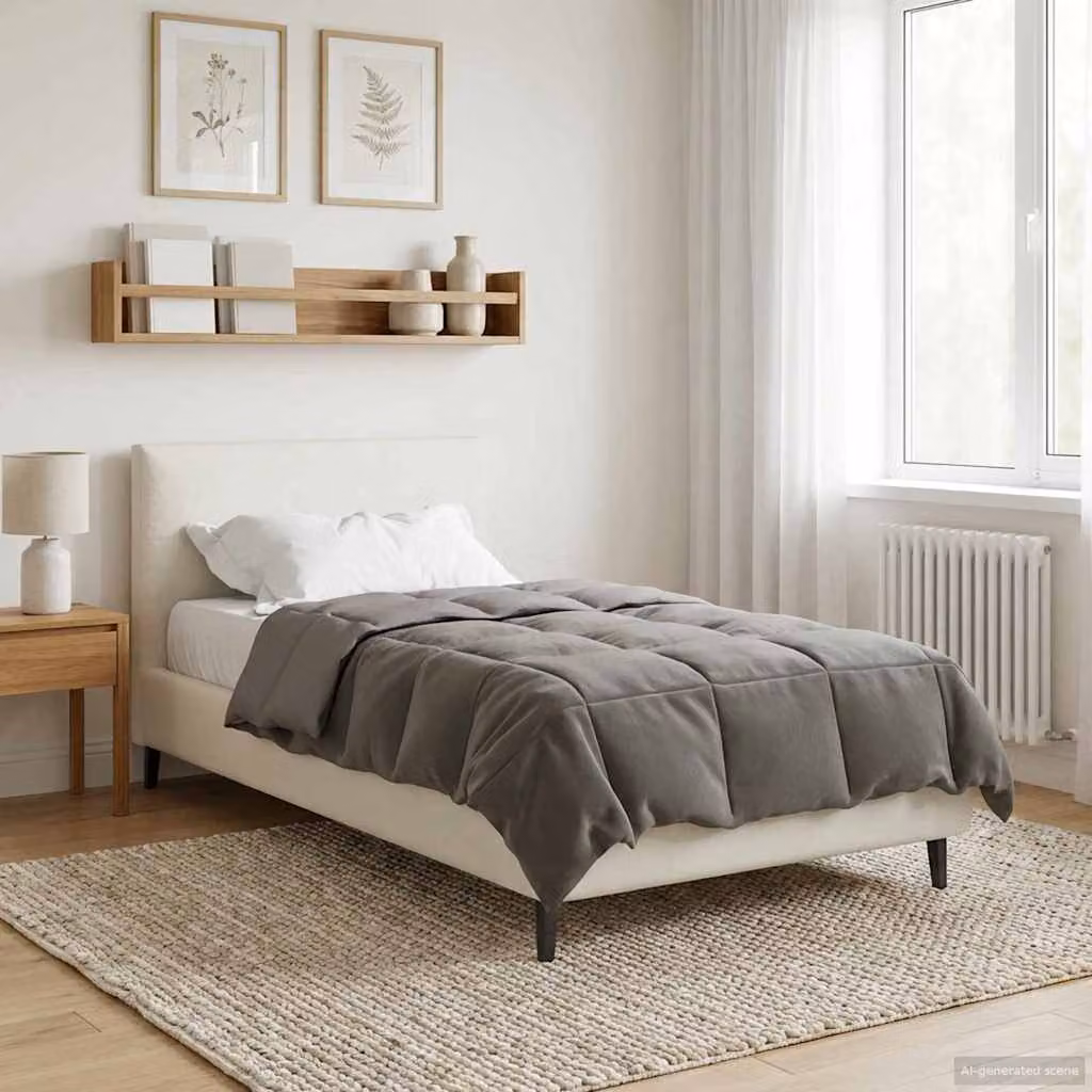 vidaXL Piumone Invernale Traspirabile e Reversibile in Fibra, Grigio, L 155 x P 200 cm