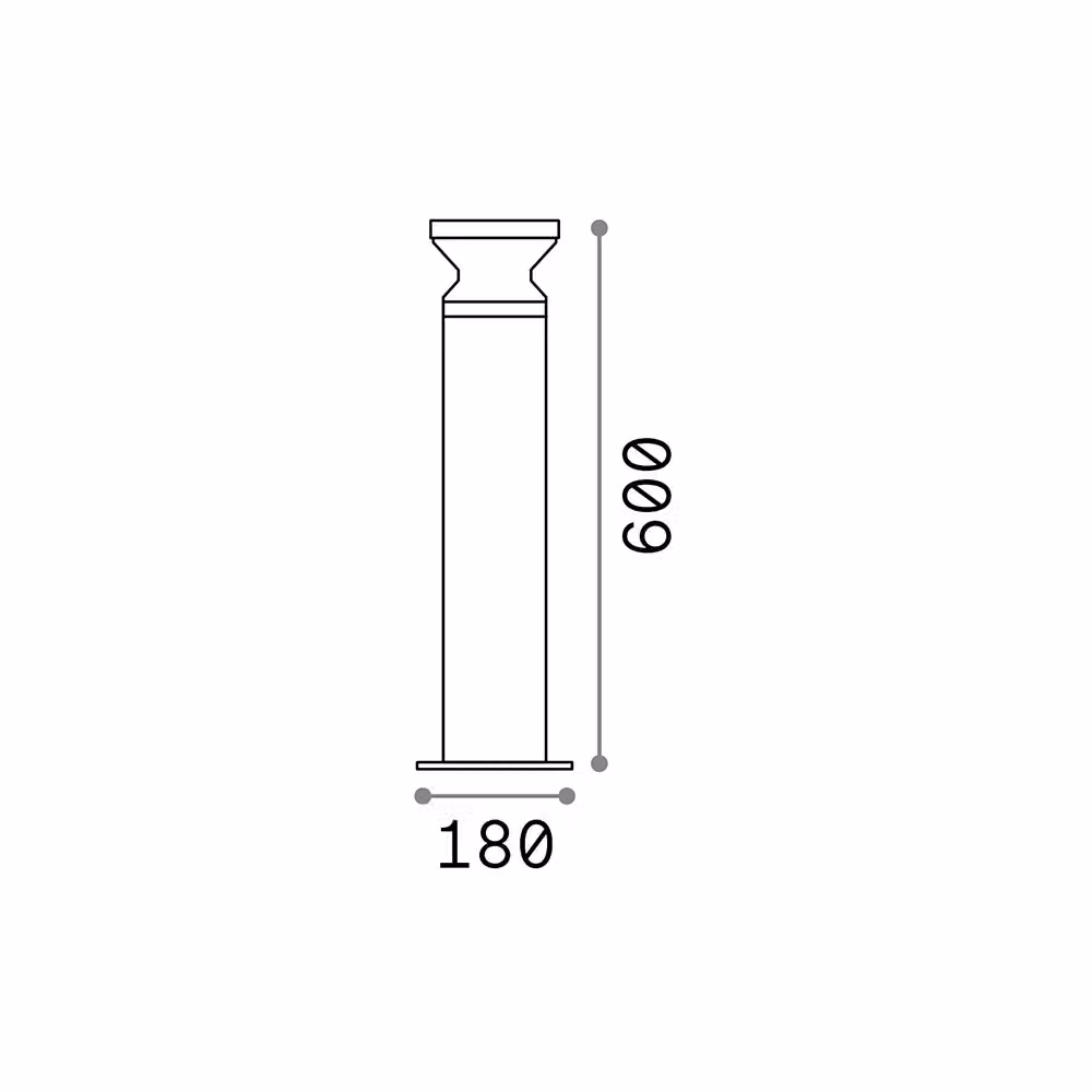 Piantana Moderna IDEAL LUX in Alluminio Grigio con 1 Luce E27, Altezza: 60 cm – 2